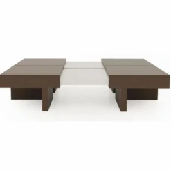 Casa Padrino Luxus Couchtisch Braun / Weiß 100-140 cm - Ausziehbarer Wohnzimmertisch