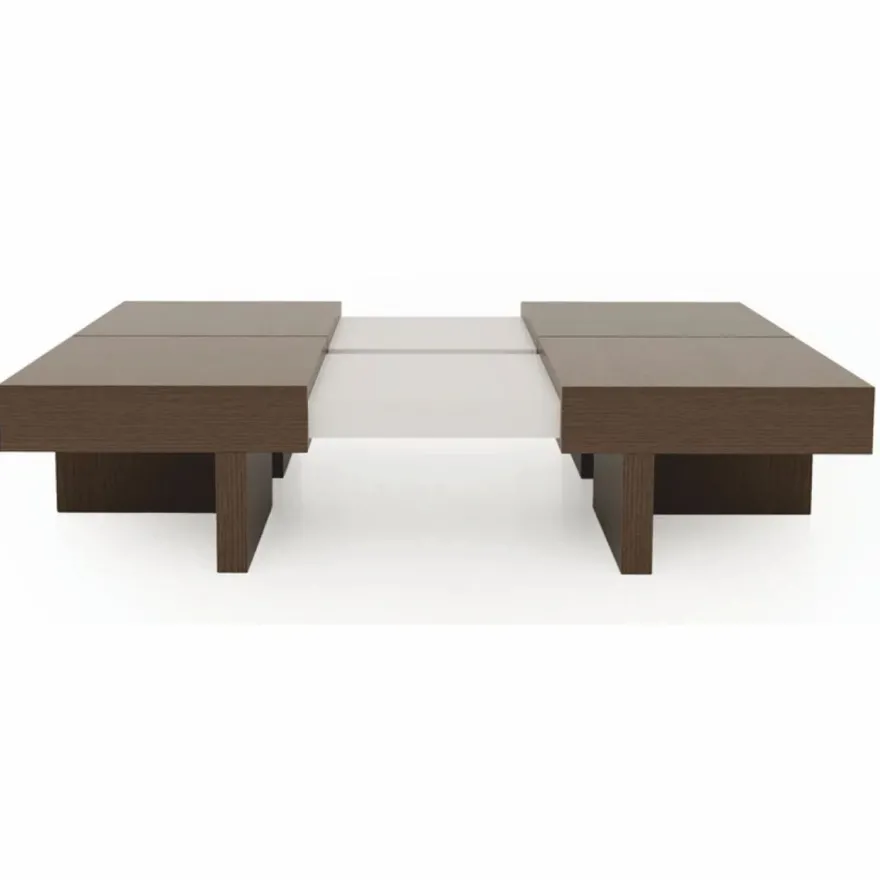 Casa Padrino Luxus Couchtisch Braun / Weiß 100-140 cm - Ausziehbarer Wohnzimmertisch
