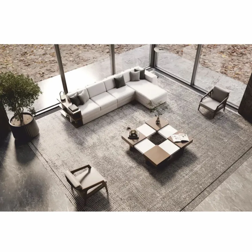 Casa Padrino Luxus Couchtisch Braun / Weiß 100-140 cm - Ausziehbarer Wohnzimmertisch