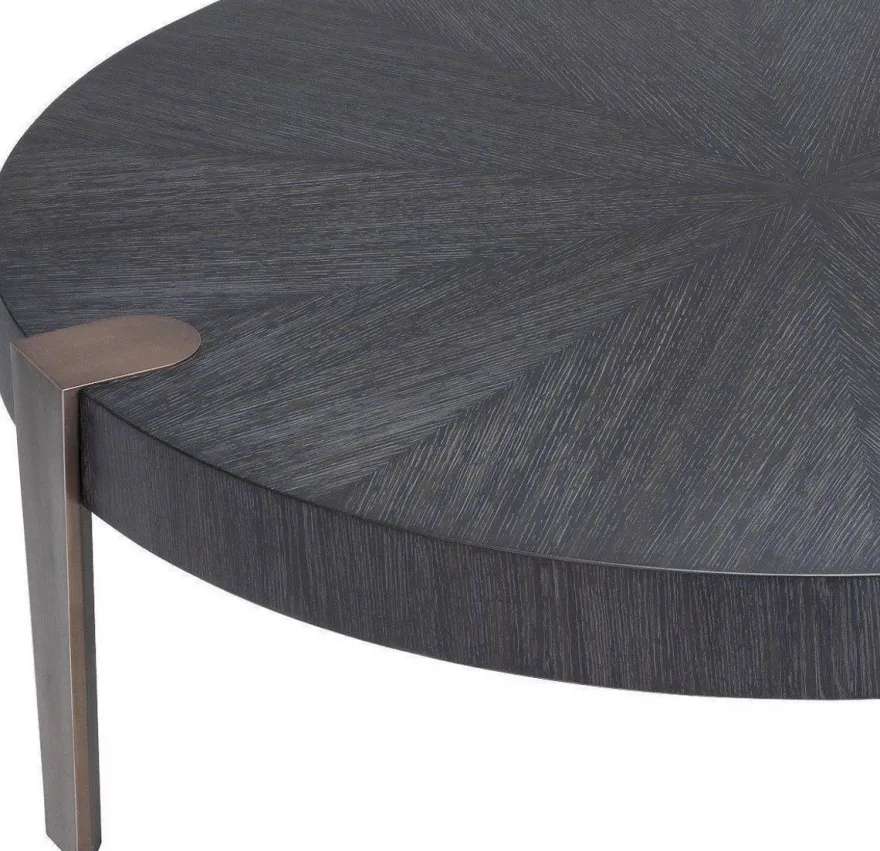 Casa Padrino Luxus Couchtisch Anthrazitgrau / Bronzefarben Ø 121 x H. 38,5 cm - Runder Wohnzimmertisch - Wohnzimmer Möbel - Luxus Qualität