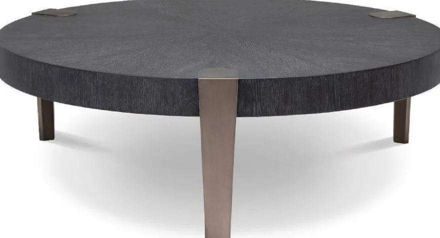 Casa Padrino Luxus Couchtisch Anthrazitgrau / Bronzefarben Ø 121 x H. 38,5 cm - Runder Wohnzimmertisch - Wohnzimmer Möbel - Luxus Qualität