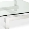 Casa Padrino Luxus Couchtisch Silber 120 x 120 x H. 30 cm - Quadratischer Edelstahl Wohnzimmertisch mit Glasplatte - Wohnzimmer Möbel - Luxus Qualität