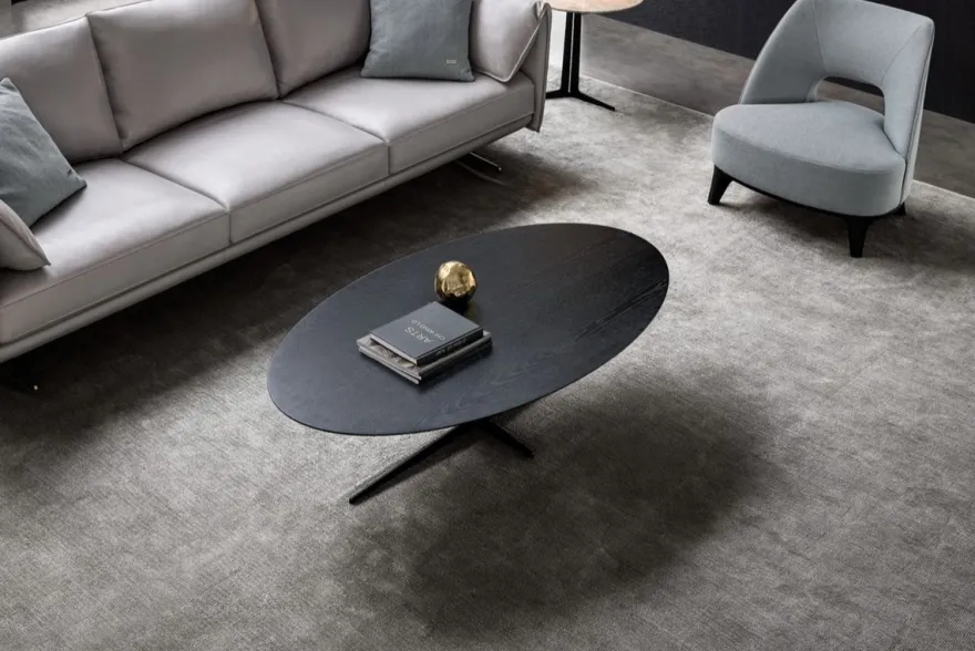 Casa Padrino Luxus Couchtisch Anthrazitgrau 150 x 80 x H. 38 cm - Ovaler Wohnzimmertisch - Wohnzimmer Möbel - Luxus Qualität