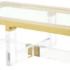 Casa Padrino Luxus Couchtisch / Wohnzimmertisch Gold 140 x 80,5 x H. 43 cm - Wohnzimmermöbel