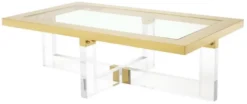 Casa Padrino Luxus Couchtisch / Wohnzimmertisch Gold 140 x 80,5 x H. 43 cm - Wohnzimmermöbel