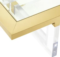 Casa Padrino Luxus Couchtisch / Wohnzimmertisch Gold 140 x 80,5 x H. 43 cm - Wohnzimmermöbel