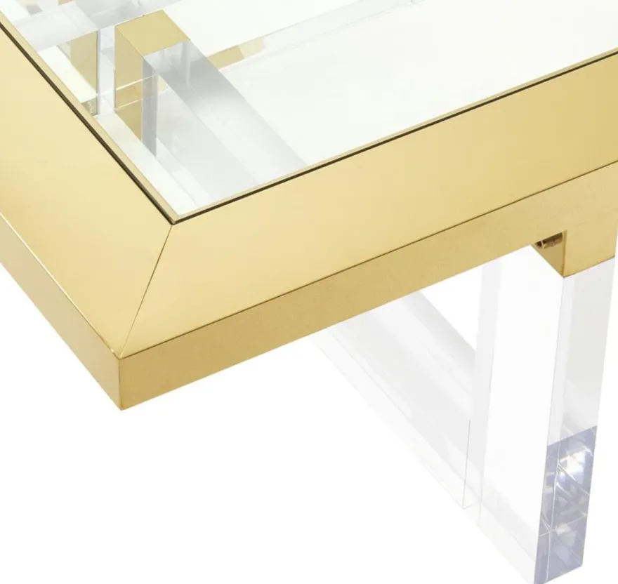 Casa Padrino Luxus Couchtisch / Wohnzimmertisch Gold 140 x 80,5 x H. 43 cm - Wohnzimmermöbel