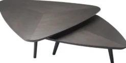 Casa Padrino Luxus Couchtisch Set Mokkafarben - 2 Massivholz Wohnzimmertische - Wohnzimmer Möbel - Luxus Qualität