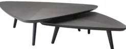 Casa Padrino Luxus Couchtisch Set Mokkafarben - 2 Massivholz Wohnzimmertische - Wohnzimmer Möbel - Luxus Qualität