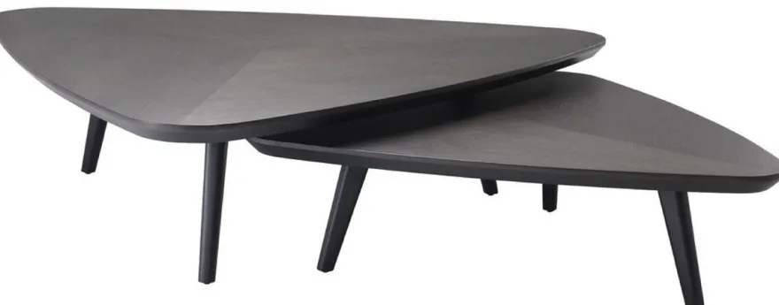 Casa Padrino Luxus Couchtisch Set Mokkafarben - 2 Massivholz Wohnzimmertische - Wohnzimmer Möbel - Luxus Qualität
