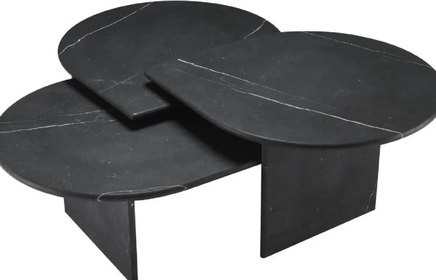 Casa Padrino Luxus Couchtisch Set Schwarz - 3 Wohnzimmertische aus hochwertigem Marmor - Luxus Wohnzimmer Möbel