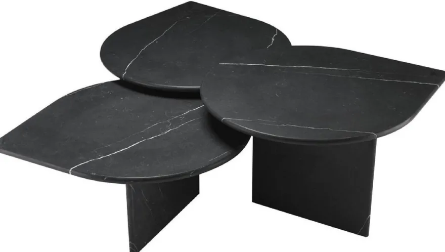 Casa Padrino Luxus Couchtisch Set Schwarz - 3 Wohnzimmertische aus hochwertigem Marmor - Luxus Wohnzimmer Möbel