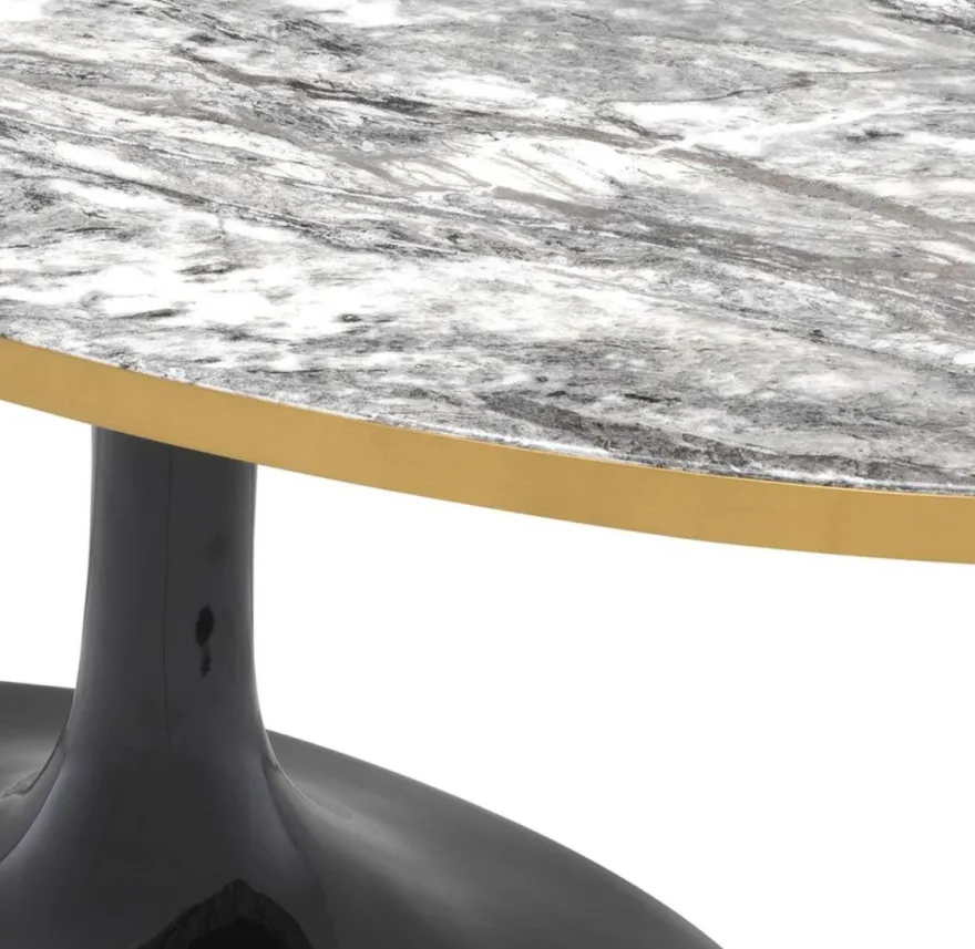 Casa Padrino Luxus Couchtisch Grau / Messing / Schwarz 120 x 60 x H. 50,5 cm - Ovaler Wohnzimmertisch