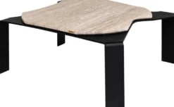 Casa Padrino Luxus Couchtisch Schwarz / Beige 75,5 x 78 x H. 32,5 cm - Designer Wohnzimmertisch mit Marmorplatte