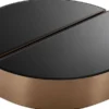 Casa Padrino Luxus Couchtisch Set Kupferfarben / Schwarz - 2 halbkreisförmige Edelstahl Wohnzimmertische mit abgeschrägten Glasplatten - Luxus Wohnzimmer Möbel