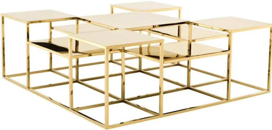Casa Padrino Luxus Couchtisch / Wohnzimmertisch Gold 120 x 120 x H. 42 cm - Designer Wohnzimmermöbel
