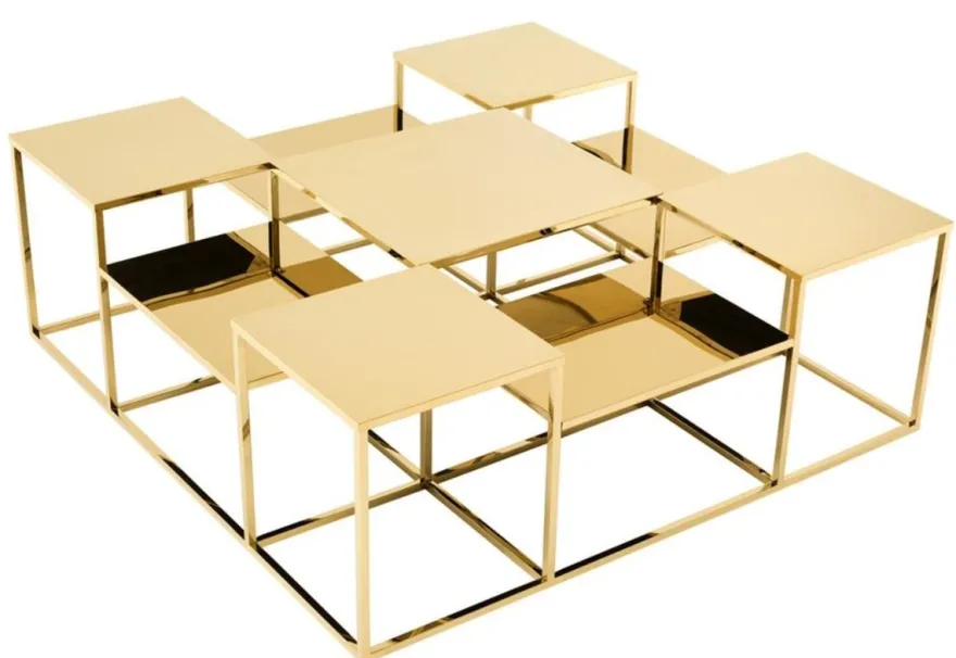 Casa Padrino Luxus Couchtisch / Wohnzimmertisch Gold 120 x 120 x H. 42 cm - Designer Wohnzimmermöbel