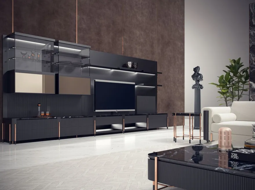 Casa Padrino Luxus Couchtisch Schwarz / Matt Schwarz / Kupfer 124 x 124 x H. 35 cm - Quadratischer Wohnzimmertisch mit Marmorplatte - Wohnzimmer Möbel - Hotel Möbel - Luxus Möbel