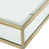 Casa Padrino Luxus Couchtisch Messingfarben / Schwarz 120 x 120 x H. 30 cm - Quadratischer Edelstahl Wohnzimmertisch mit Spiegelglas und Glasplatte - Wohnzimmer Möbel - Luxus Qualität
