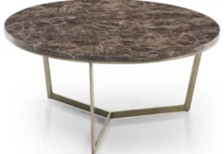 Casa Padrino Luxus Couchtisch Schwarz / Messing Ø 90 x H. 41 cm - Runder Wohnzimmertisch mit Kunstmarmor Tischplatte - Wohnzimmer Möbel - Hotel Möbel - Luxus Möbel