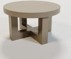 Casa Padrino Luxus Couchtisch Matt Taupe Ø 60 x H. 34 cm - Runder Massivholz Wohnzimmertisch - Luxus Massivholz Wohnzimmer Möbel