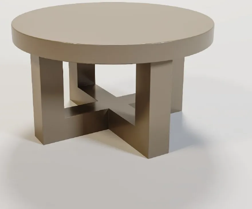 Casa Padrino Luxus Couchtisch Matt Taupe Ø 60 x H. 34 cm - Runder Massivholz Wohnzimmertisch - Luxus Massivholz Wohnzimmer Möbel