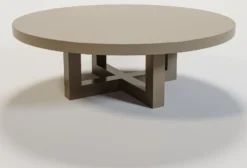 Casa Padrino Luxus Couchtisch Matt Taupe Ø 120 x H. 40 cm - Runder Massivholz Wohnzimmertisch - Luxus Massivholz Wohnzimmer Möbel