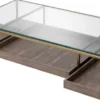 Casa Padrino Luxus Couchtisch Messing / Grau / Schwarz 180 x 90 x H. 37 cm - Rechteckiger Wohnzimmertisch mit Glasplatte - Hotel Tisch - Wohnzimmer Möbel - Hotel Möbel - Luxus Möbel