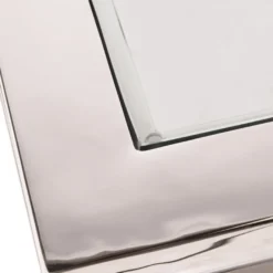 Casa Padrino Luxus Couchtisch Silber 100 x 100 x H. 40 cm - Quadratischer Wohnzimmertisch mit Glasplatte