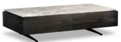 Casa Padrino Luxus Couchtisch mit 2 Schubladen Schwarz / Weiß 150 x 80 x H. 38 cm - Wohnzimmertisch mit Marmorplatte - Luxus Möbel