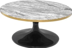 Casa Padrino Luxus Couchtisch Grau / Messing / Schwarz Ø 90 x H. 41 cm - Runder Wohnzimmertisch