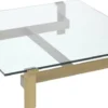 Casa Padrino Luxus Couchtisch Messingfarben 120 x 120 x H. 30 cm - Quadratischer Edelstahl Wohnzimmertisch mit Glasplatte - Wohnzimmer Möbel - Luxus Qualität