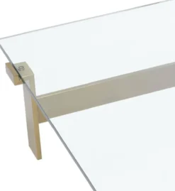 Casa Padrino Luxus Couchtisch Messingfarben 120 x 120 x H. 30 cm - Quadratischer Edelstahl Wohnzimmertisch mit Glasplatte - Wohnzimmer Möbel - Luxus Qualität