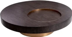 Casa Padrino Luxus Couchtisch Mokka / Messing Ø 110 x H. 30,5 cm - Runder Wohnzimmertisch - Wohnzimmer Möbel - Massivholz Möbel - Luxus Möbel - Luxus Einrichtung