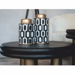 Casa Padrino Luxus Couchtisch Schwarz / Bronze 80 cm - Luxus Wohnzimmer Möbel