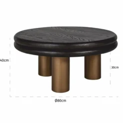Casa Padrino Luxus Couchtisch Schwarz / Bronze 80 cm - Luxus Wohnzimmer Möbel