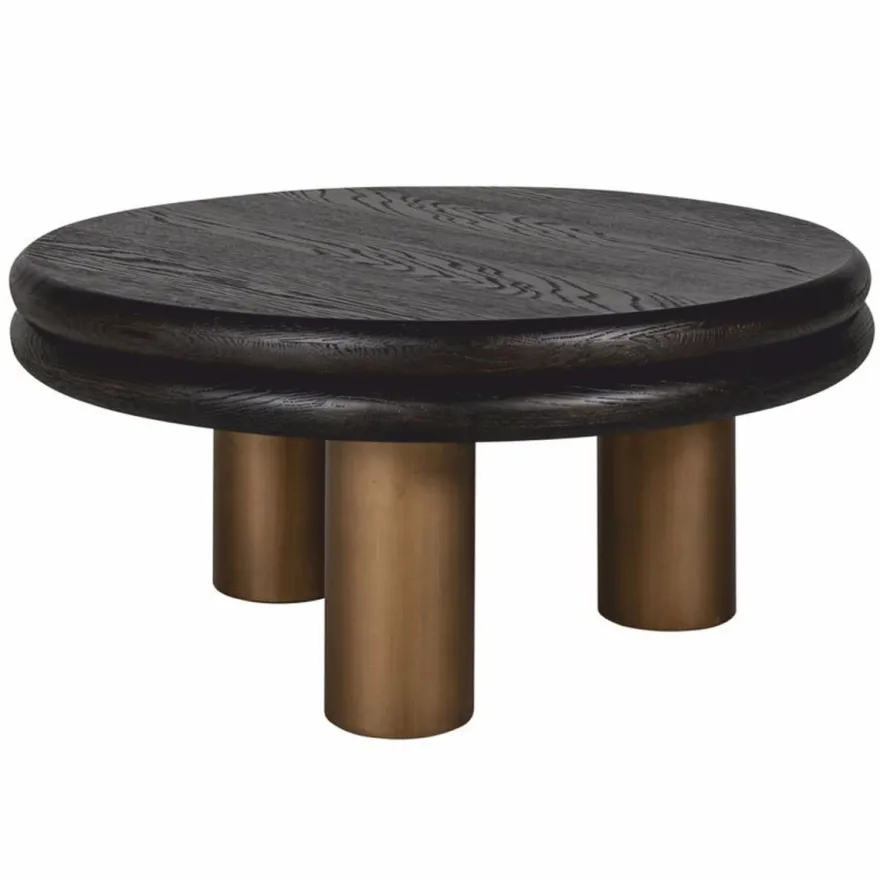 Casa Padrino Luxus Couchtisch Schwarz / Bronze 80 cm - Luxus Wohnzimmer Möbel