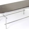 Casa Padrino Luxus Couchtisch Dunkelbraun / Silber 130 x 45 x H. 45 cm - Ovaler Wohnzimmertisch mit Marmorplatte und Edelstahl Gestell - Luxus Wohnzimmer Möbel