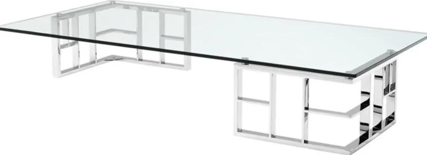 Casa Padrino Luxus Couchtisch / Wohnzimmertisch Silber 180 x 90 x H. 32,2 cm - Luxus Kollektion