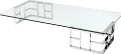 Casa Padrino Luxus Couchtisch / Wohnzimmertisch Silber 180 x 90 x H. 32,2 cm - Luxus Kollektion