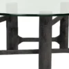 Casa Padrino Luxus Couchtisch Antik Schwarz Ø 110 x H. 40,5 cm - Runder Aluminium Wohnzimmertisch mit Glasplatte - Wohnzimmer Möbel - Luxus Möbel - Luxus Einrichtung