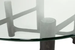 Casa Padrino Luxus Couchtisch Antik Schwarz Ø 110 x H. 40,5 cm - Runder Aluminium Wohnzimmertisch mit Glasplatte - Wohnzimmer Möbel - Luxus Möbel - Luxus Einrichtung