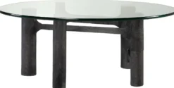 Casa Padrino Luxus Couchtisch Antik Schwarz Ø 110 x H. 40,5 cm - Runder Aluminium Wohnzimmertisch mit Glasplatte - Wohnzimmer Möbel - Luxus Möbel - Luxus Einrichtung