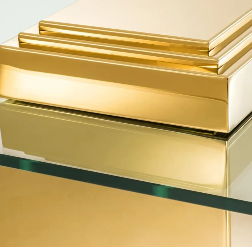Casa Padrino Luxus Couchtisch / Wohnzimmertisch Gold 105 x 105 x H. 44 cm - Luxus Wohnzimmermöbel