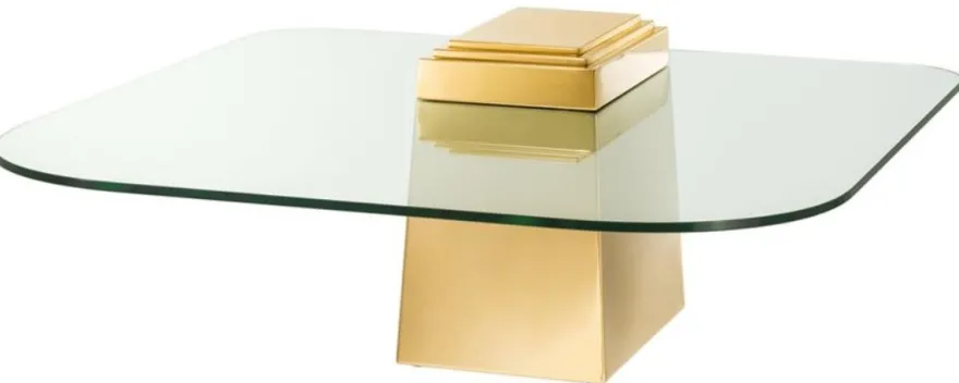 Casa Padrino Luxus Couchtisch / Wohnzimmertisch Gold 105 x 105 x H. 44 cm - Luxus Wohnzimmermöbel