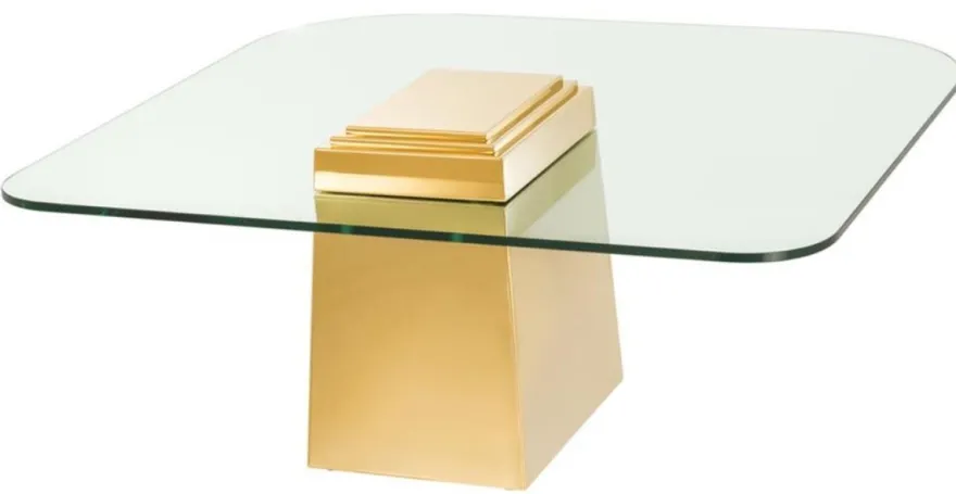 Casa Padrino Luxus Couchtisch / Wohnzimmertisch Gold 105 x 105 x H. 44 cm - Luxus Wohnzimmermöbel