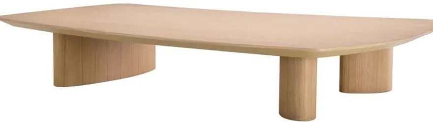 Casa Padrino Luxus Couchtisch Naturfarben 185 x 120 x H. 30 cm - Massivholz Wohnzimmertisch mit leicht gebogener Tischplatte - Wohnzimmer Möbel - Hotel Möbel - Luxus Möbel - Luxus Einrichtung