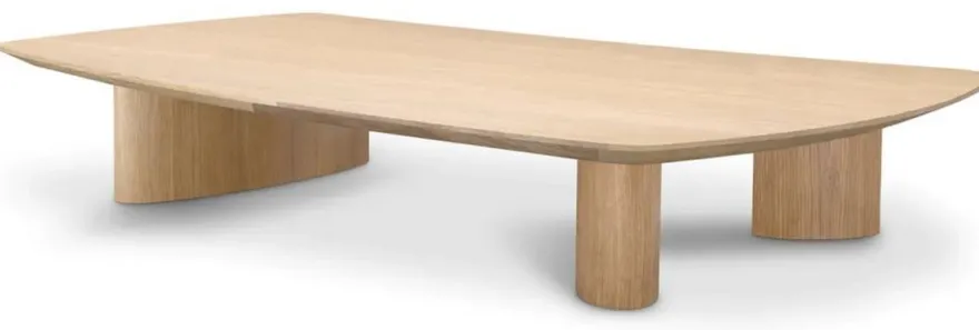 Casa Padrino Luxus Couchtisch Naturfarben 185 x 120 x H. 30 cm - Massivholz Wohnzimmertisch mit leicht gebogener Tischplatte - Wohnzimmer Möbel - Hotel Möbel - Luxus Möbel - Luxus Einrichtung