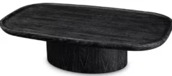 Casa Padrino Luxus Couchtisch Schwarzgrau 140 x 79,5 x H. 35 cm - Massivholz Wohnzimmertisch - Massivholz Wohnzimmer Möbel - Luxus Qualität