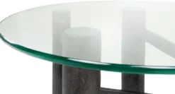 Casa Padrino Luxus Couchtisch Antik Schwarz Ø 75 x H. 35,5 cm - Runder Aluminium Wohnzimmertisch mit Glasplatte - Wohnzimmer Möbel - Luxus Möbel - Luxus Einrichtung